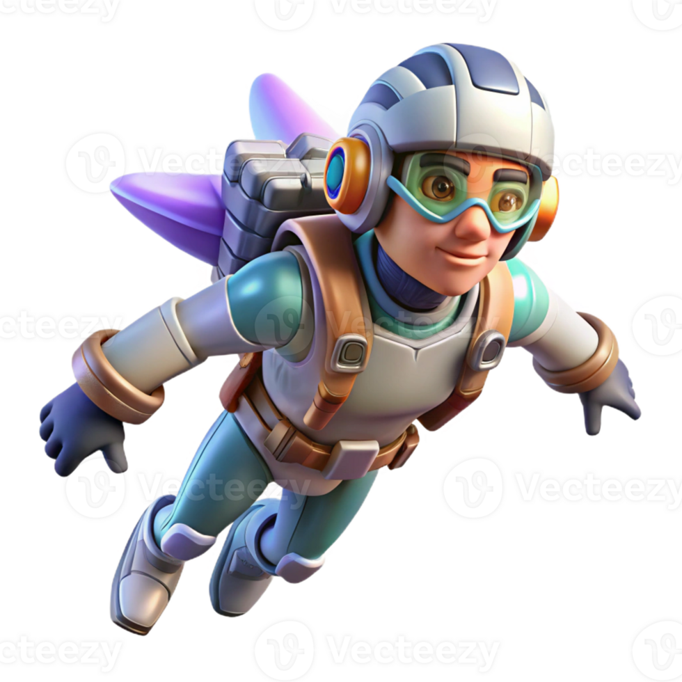 serene contemporary Flying Boy 3D Render 4K png