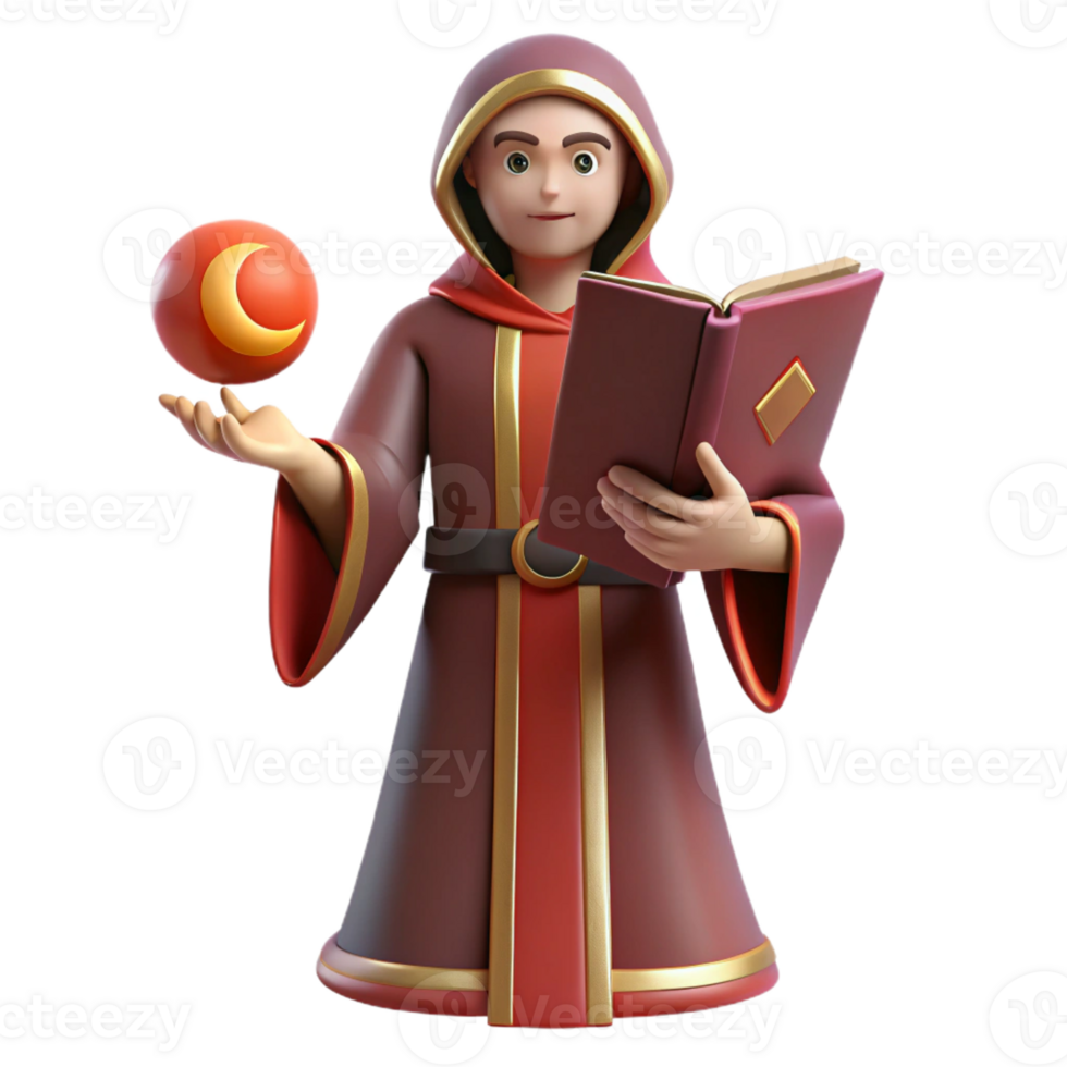 wonderful creative 3D Render Wizard Book Magic genuine png
