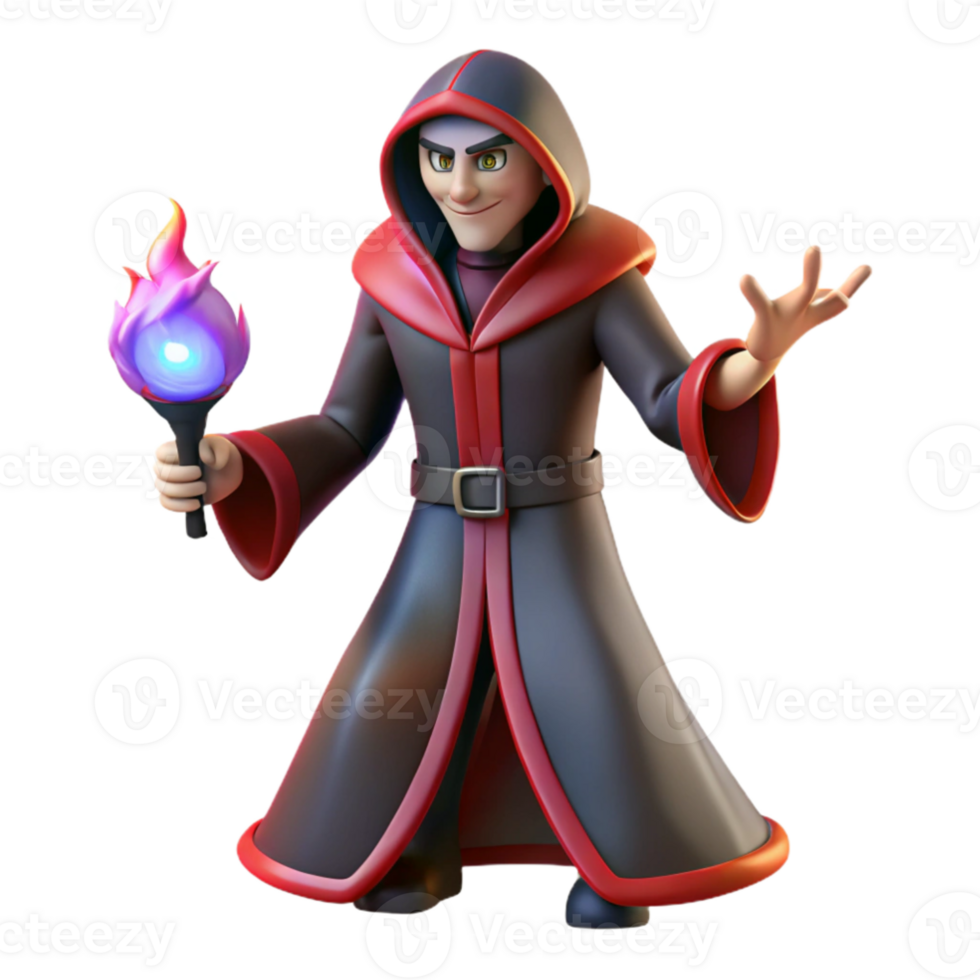 magnificent modern 3D Render Wizard Fantasy Character Illustration high quality png