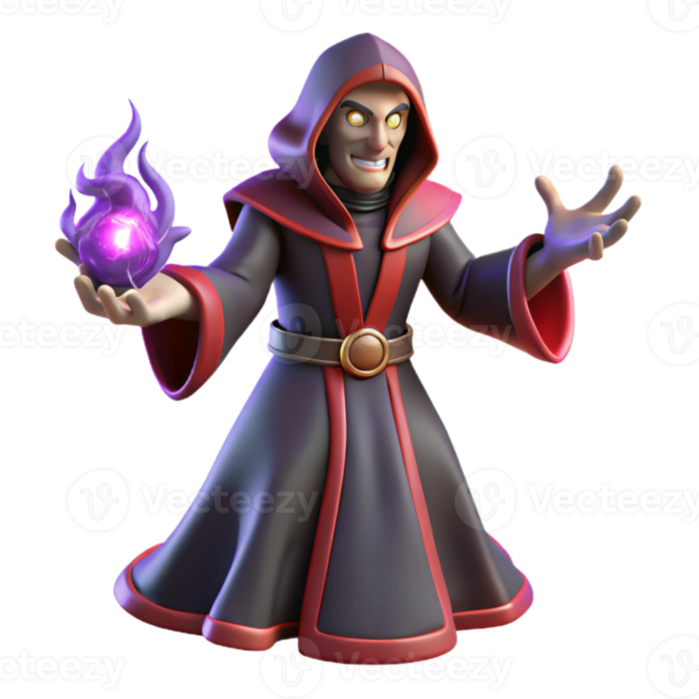 impressive rustic Dark Wizard 3D Render detailed png