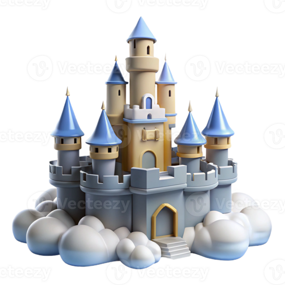 wonderful abstract Fairytale Castle 3D Render original png