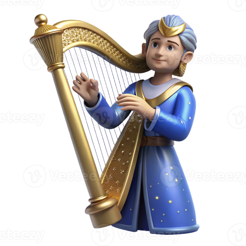 vibrant creative Celestial Harpist 3D Render professional png