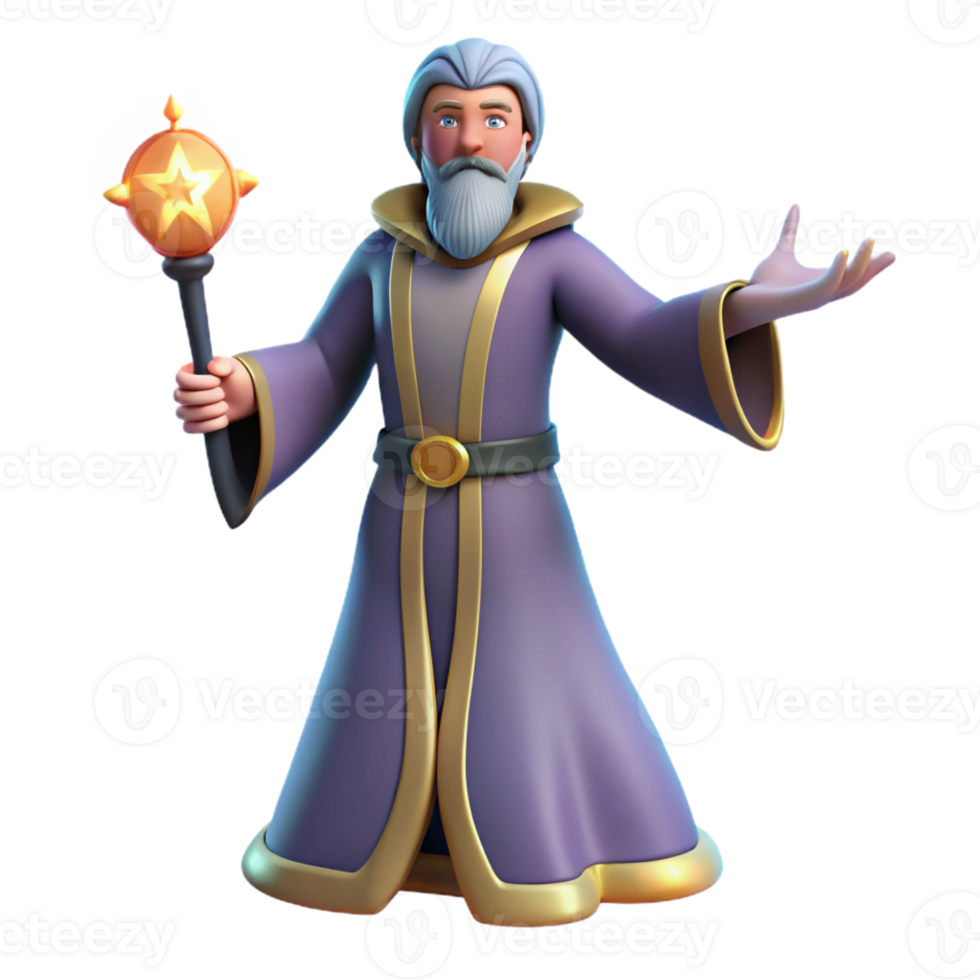 magnificent contemporary Wise Wizard 3D Render 4K png