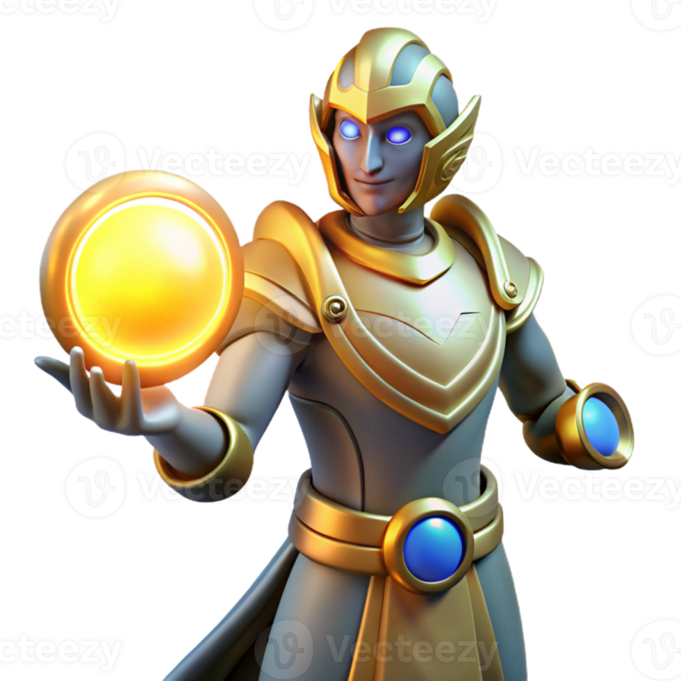 serene abstract Golden Armor 3D Render authentic png
