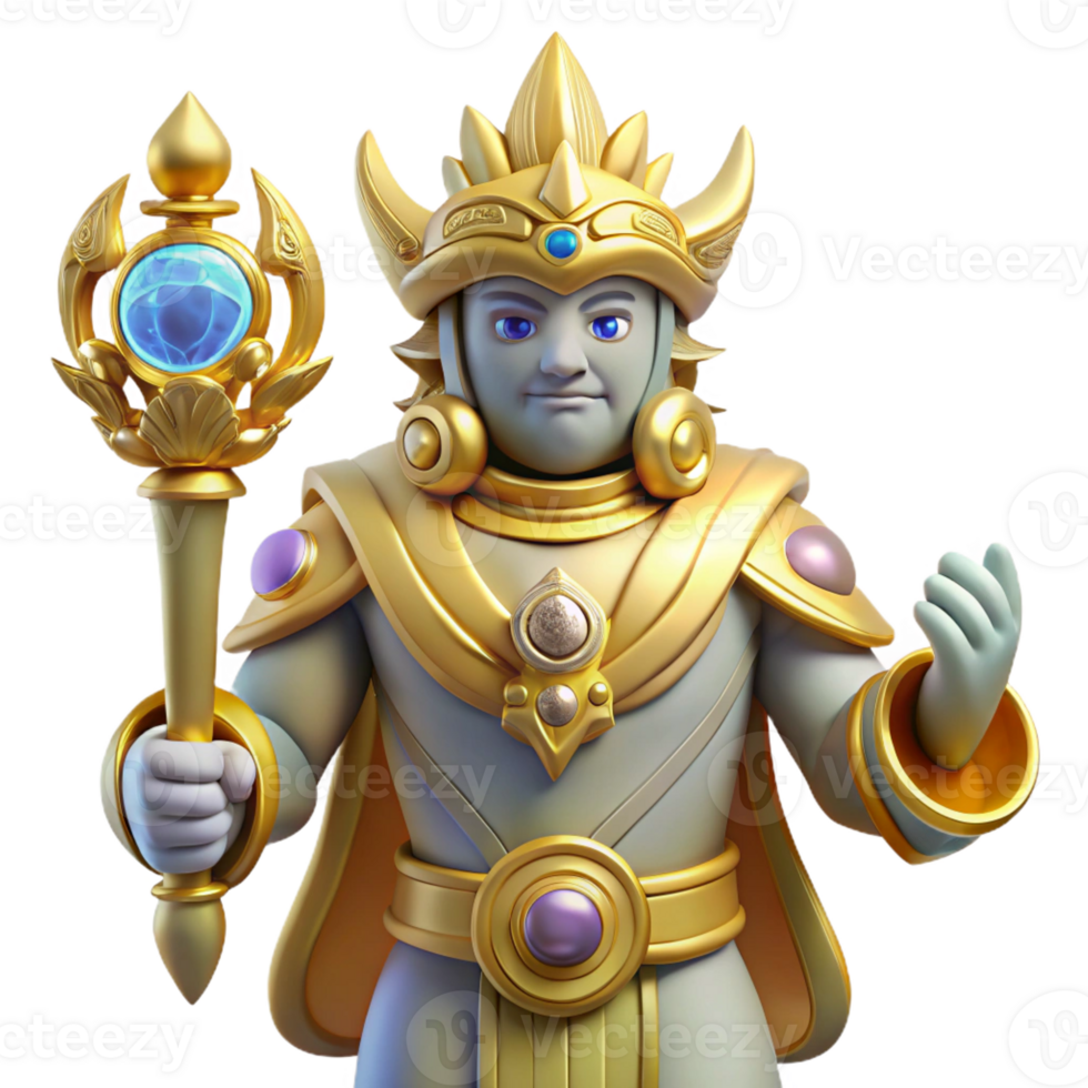 wonderful abstract Golden King 3D Render detailed png