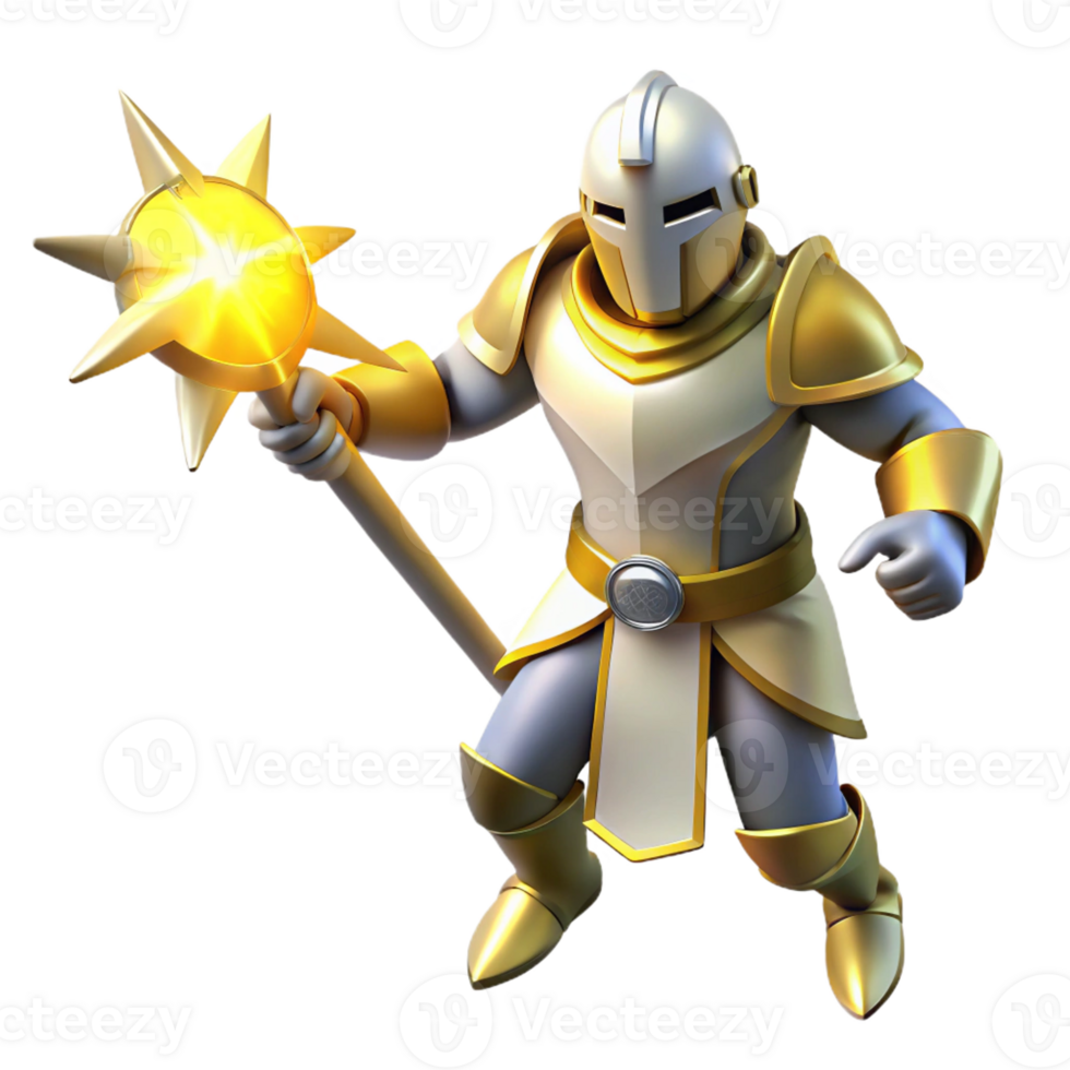 beautiful abstract Golden Knight 3D Render high quality png