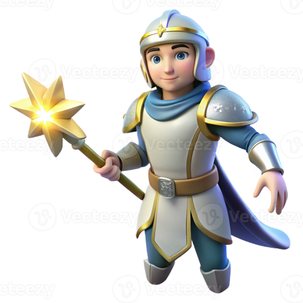 dramatic modern 3D Render Young Knight Fantasy Illustration high resolution png