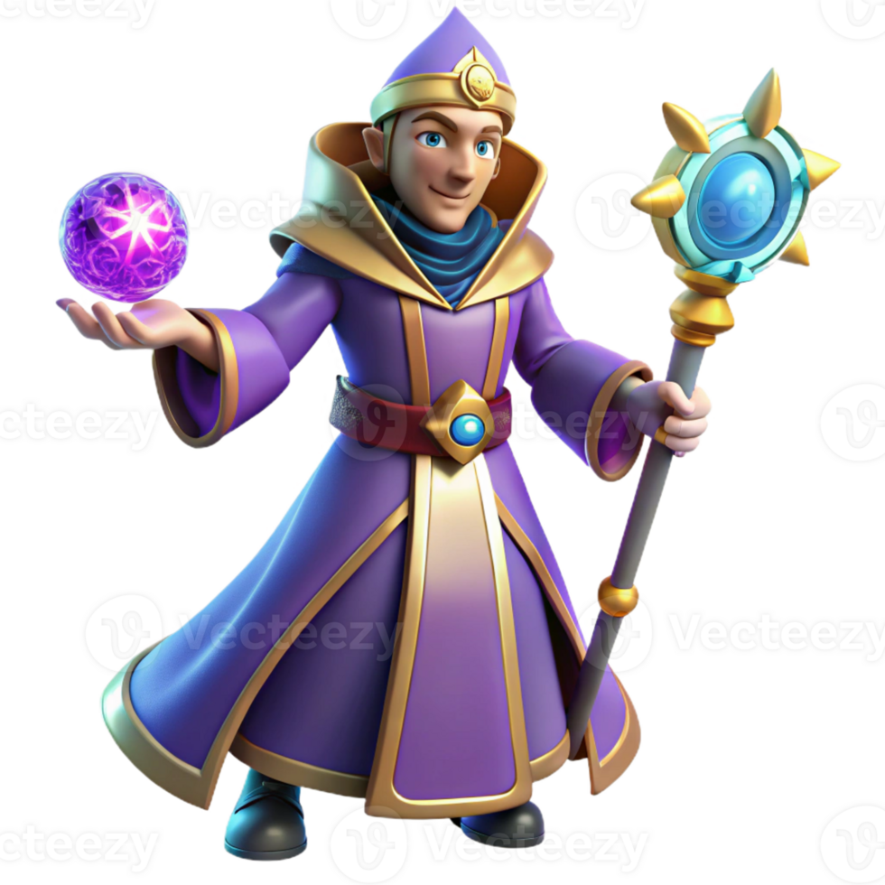 wonderful contemporary Fantasy Wizard 3D Render genuine png