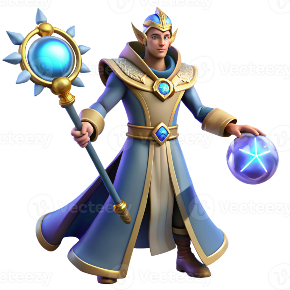 elegant abstract Fantasy Wizard 3D Render professional png