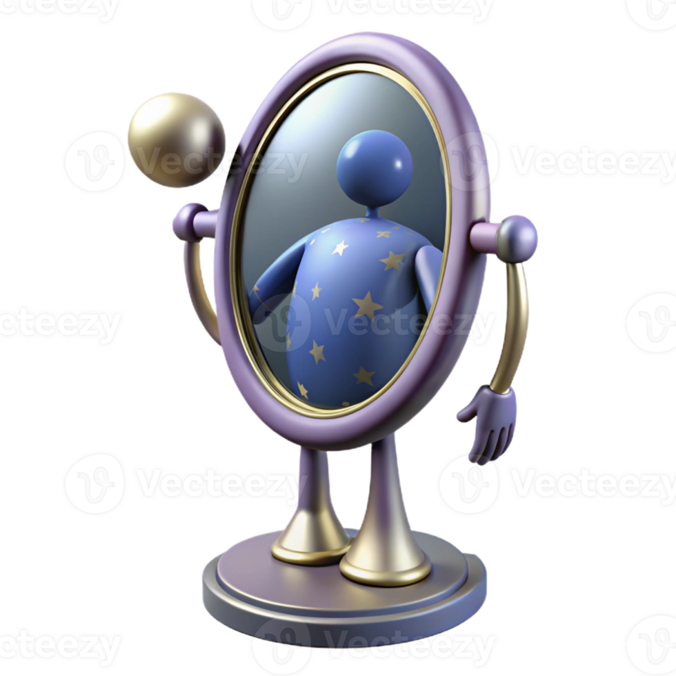 vibrant vintage 3D Render Starry Figure Self Reflection original png