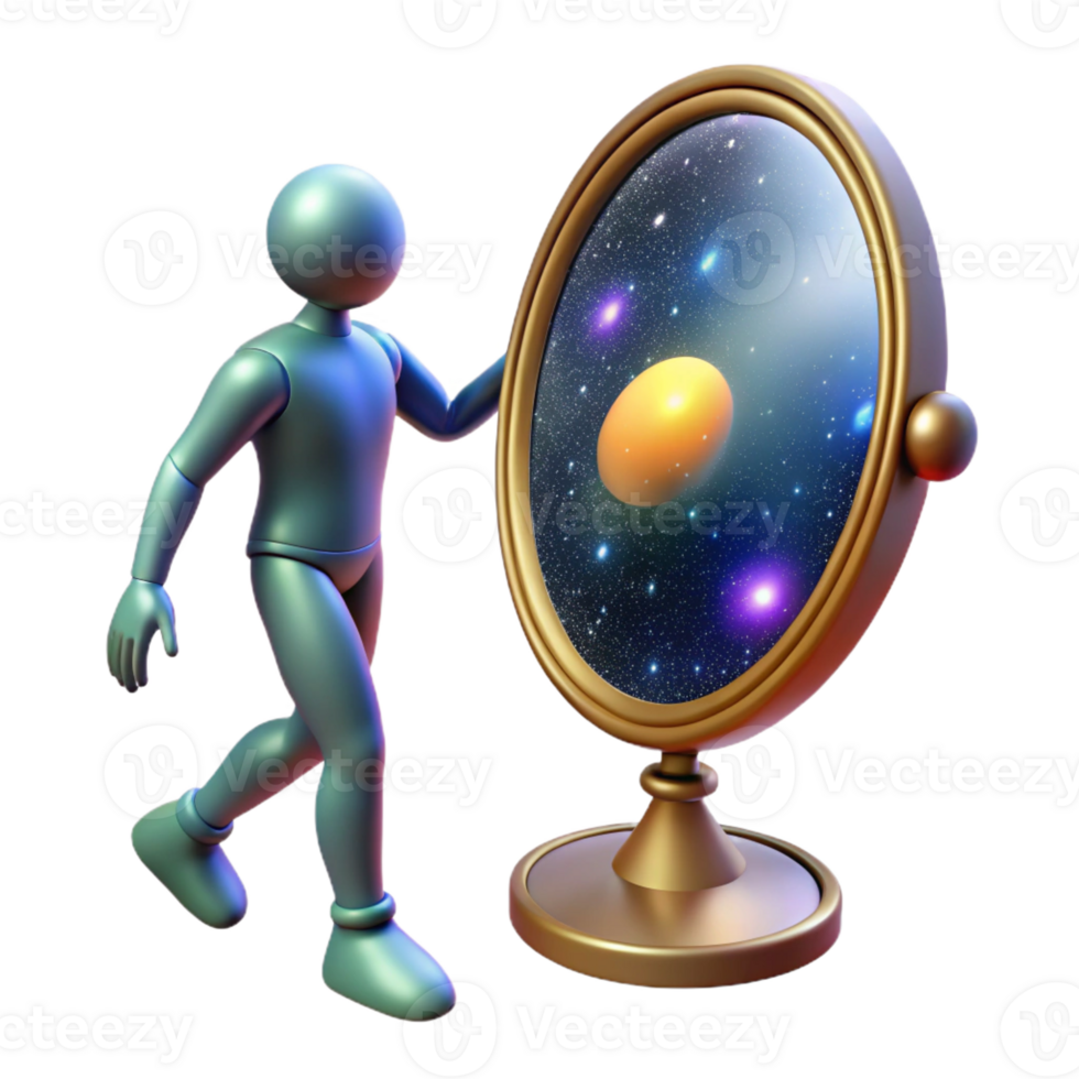 magnificent creative 3D Illustration Cosmic Mirror Reflection authentic png