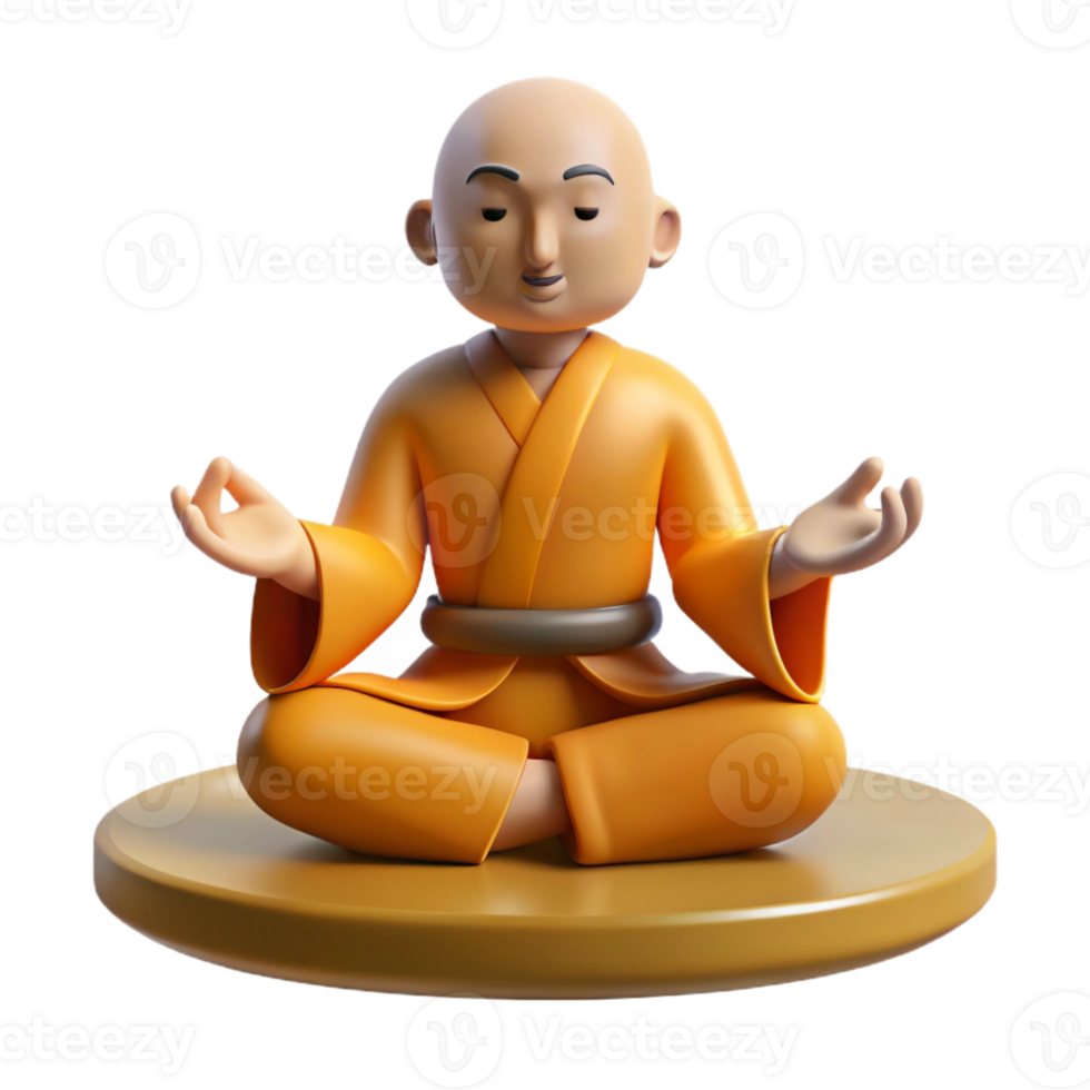 vibrant modern 3D Monk in Meditation Pose professional png