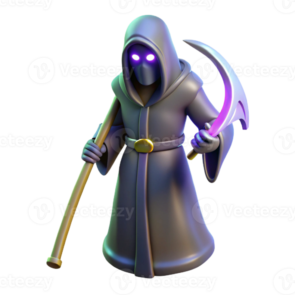 beautiful creative Grim Reaper 3D Render detailed png