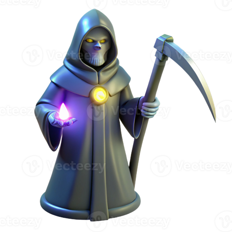 stunning traditional Grim Reaper 3D Render professional png