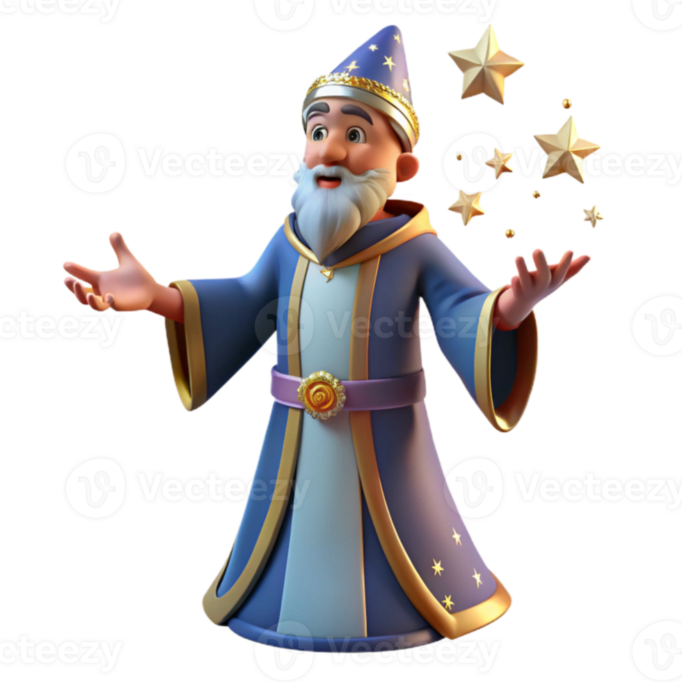 wonderful modern 3D Cartoon Wizard Illustration original png