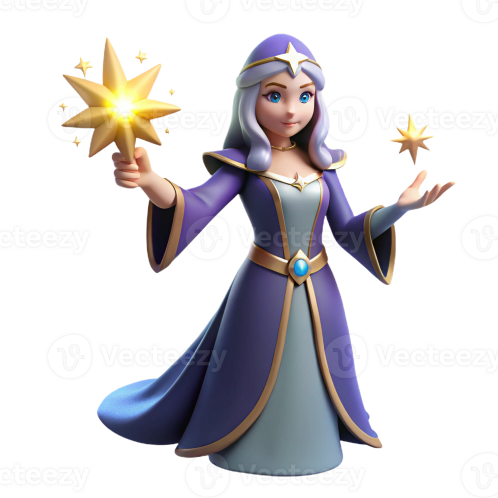 elegant abstract 3D Render of a Fantasy Mage professional png