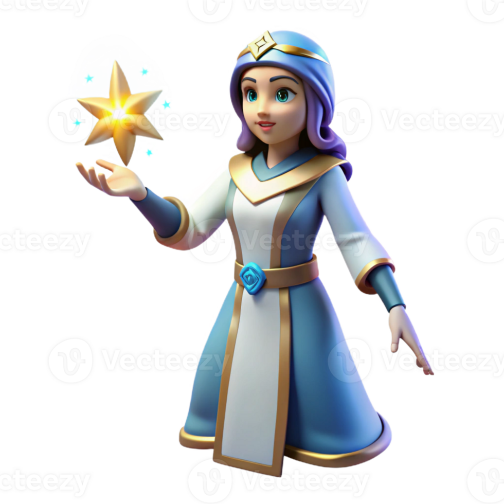 extraordinary rustic 3D Render of a Young Sorceress original png