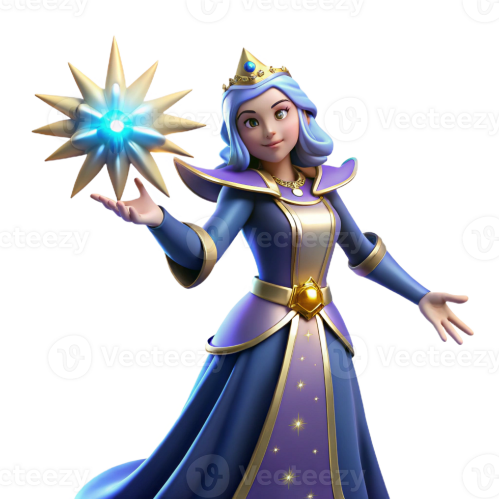 stunning minimalist 3D Render of a Fantasy Queen genuine png