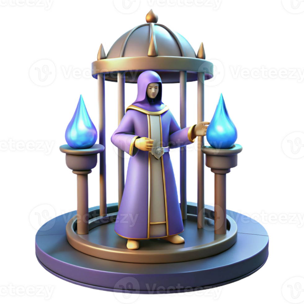 extraordinary minimalist 3D Render Wizard in Pavilion authentic png