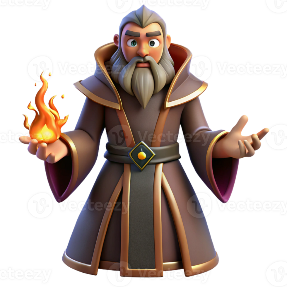 magnificent artistic Wizard 3D Render, Fantasy Sorcerer premium png