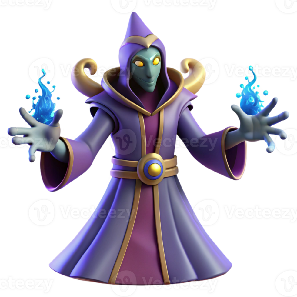 stunning modern 3D Render Wizard Fantasy Character 4K png