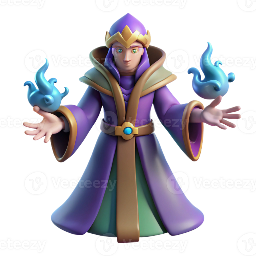 magnificent vintage 3D Render of a Fantasy Wizard authentic png