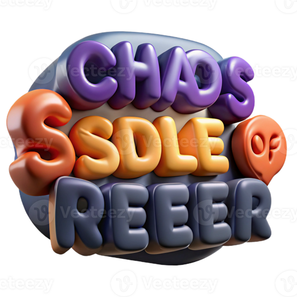 elegant minimalist 3D Render Colorful Word Art authentic png