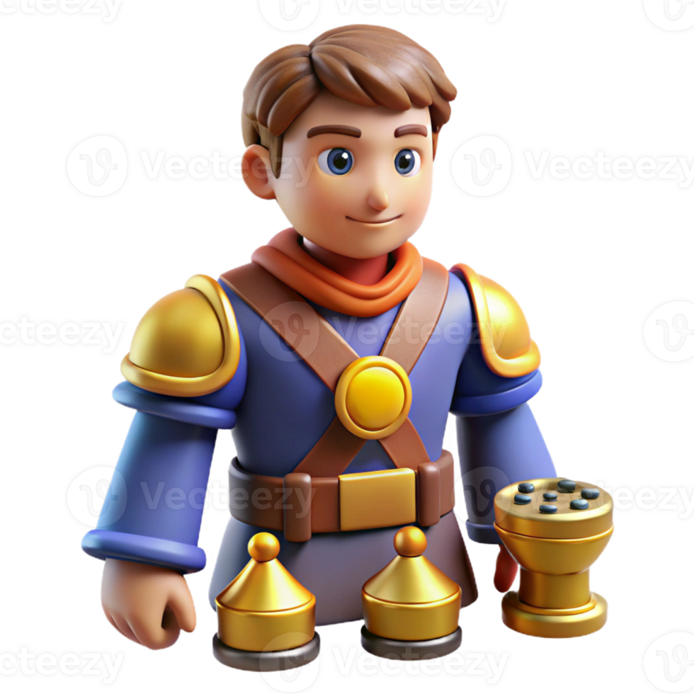 stunning rustic 3D Render Cartoon Knight Illustration high quality png