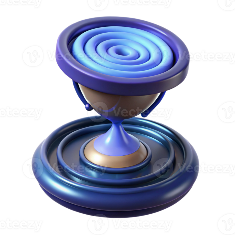 extraordinary vintage Abstract 3D Render Blue Swirling Trophy detailed png
