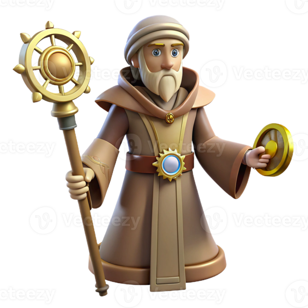 elegant abstract Wise Wizard 3D Render premium png