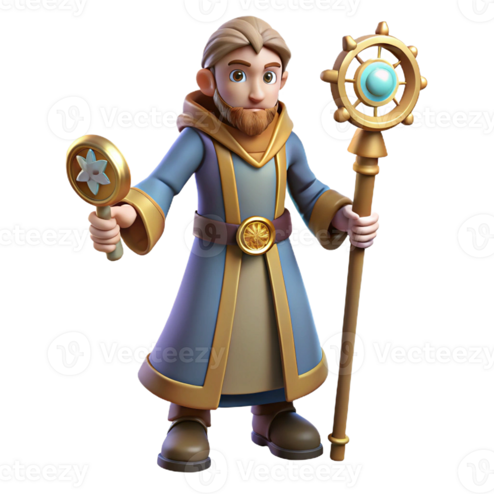 magnificent contemporary 3D Cartoon Wizard Render premium png