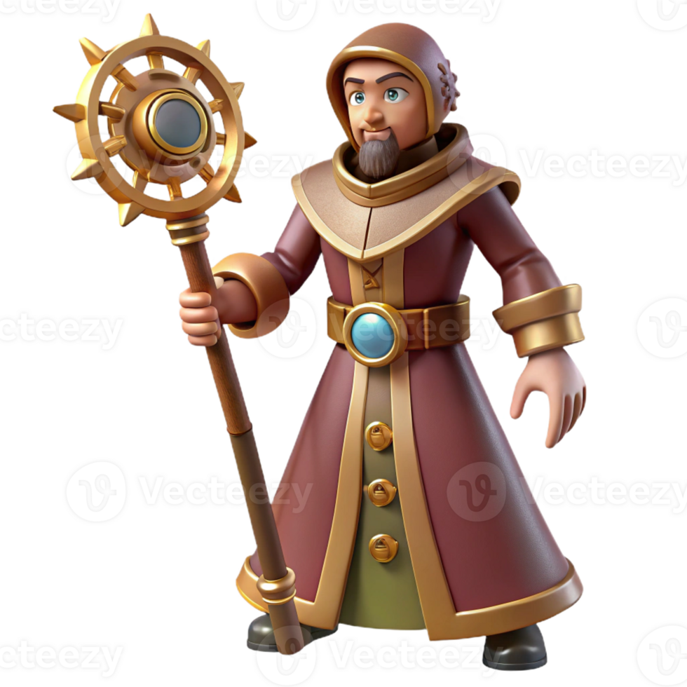 wonderful minimalist Fantasy Wizard 3D Render premium png