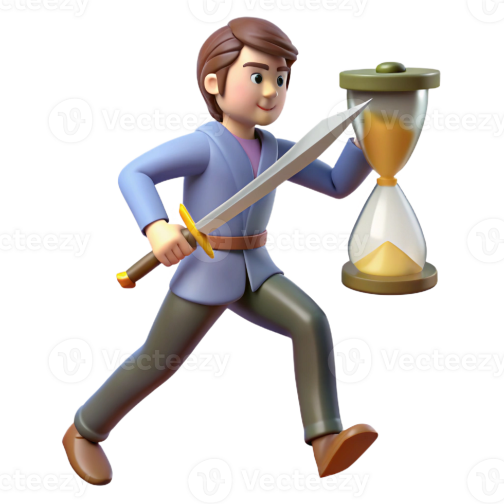 wonderful vintage 3D Illustration Time Management Knight professional png