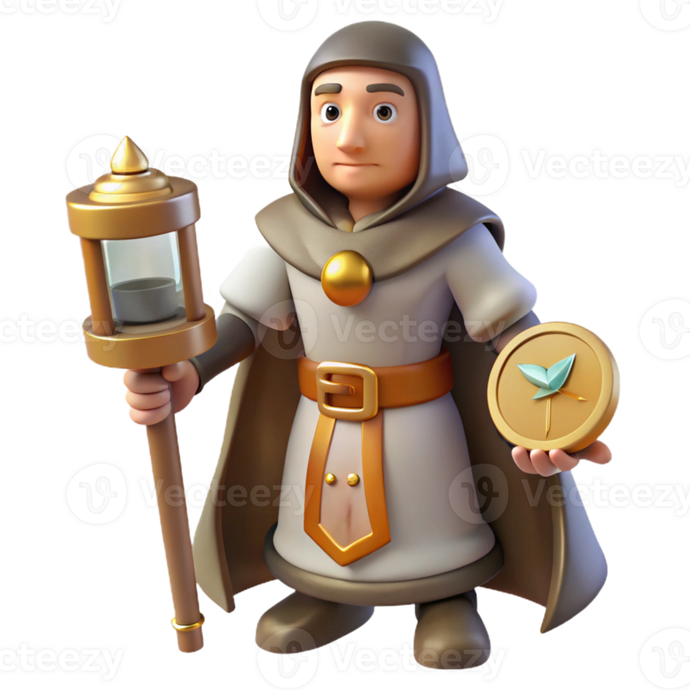 impressive artistic 3D Render of a Medieval Mage 4K png