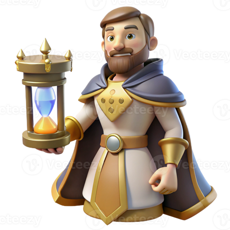 wonderful abstract 3D Render King with Hourglass original png