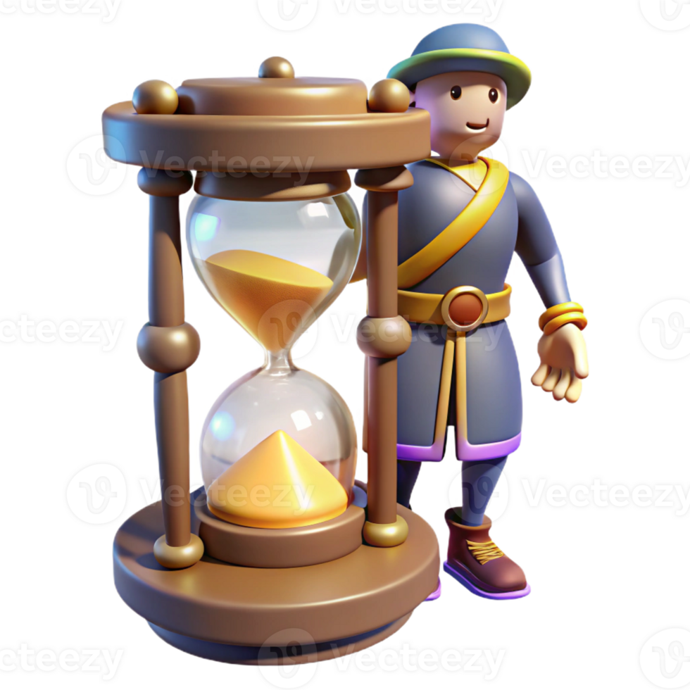 extraordinary artistic 3D Render Cartoon Hourglass Figure 4K png