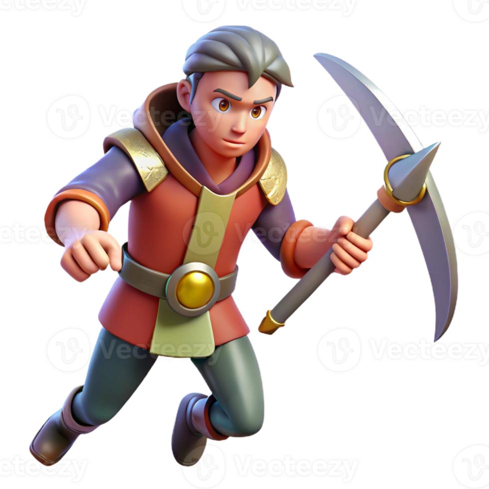 serene rustic 3D Cartoon Miner Boy Illustration professional png