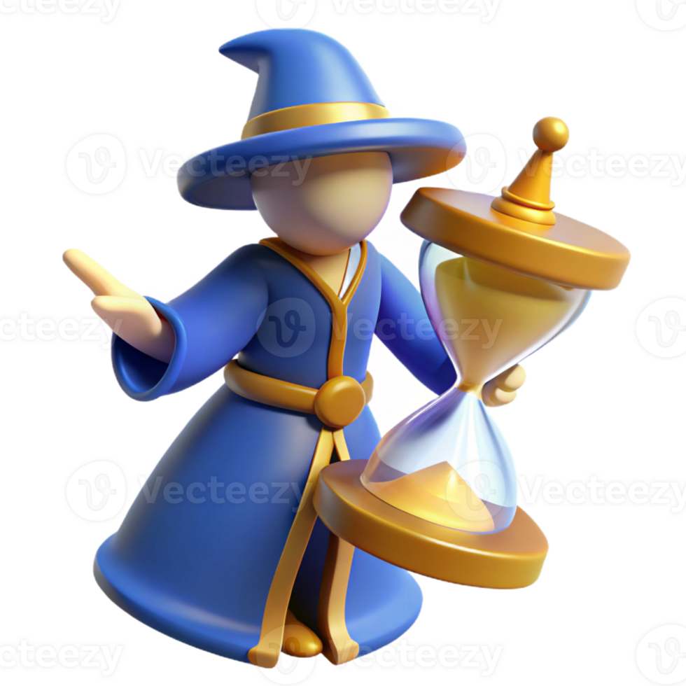 magnificent modern Wizard 3D Render Time Magic Illustration authentic png