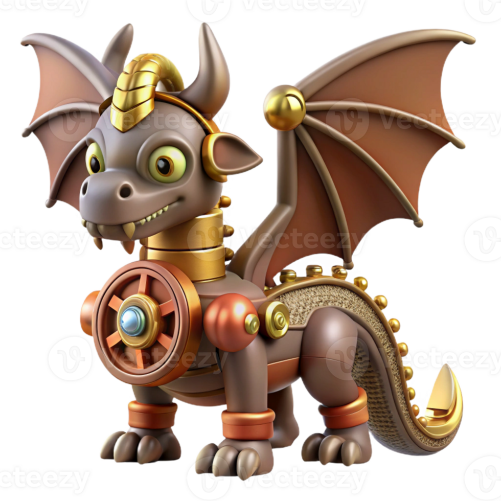 impressive abstract Steampunk Dragon 3D Render high resolution png