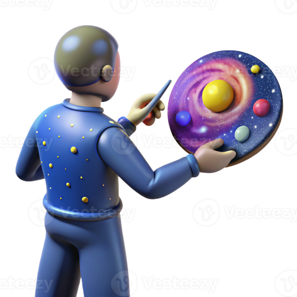 elegant vintage 3D Illustration Cosmic Artist Painting Galaxy high resolution png