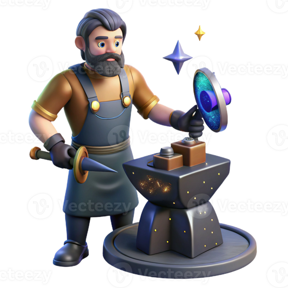 extraordinary rustic 3D Cartoon Blacksmith Crafting Fantasy Item professional png