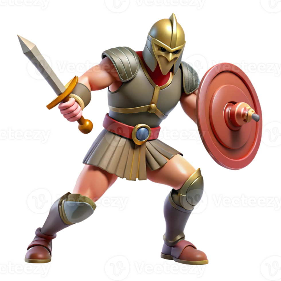 serene creative Stylized 3D Warrior Illustration detailed png