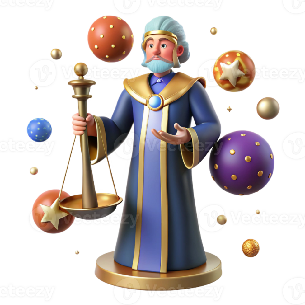 serene traditional 3D Render Wise Mage with Scales and Orbs genuine png
