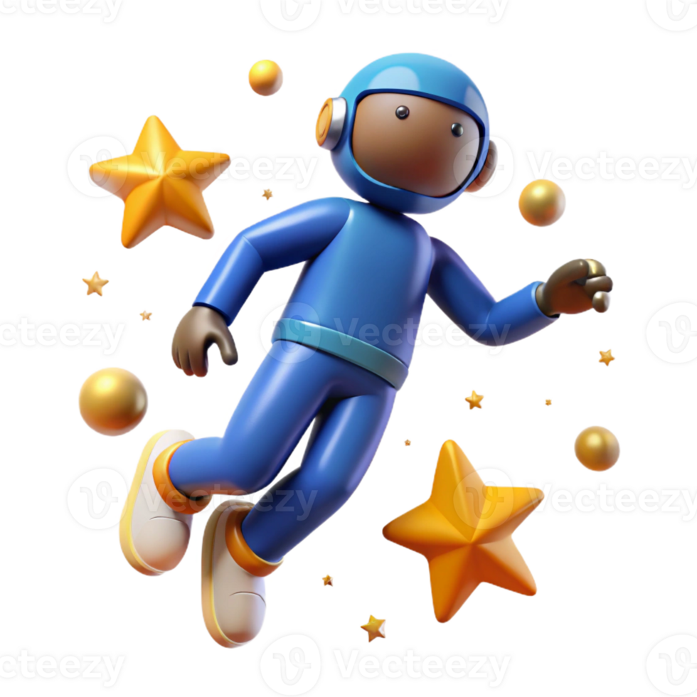 elegant traditional 3D Astronaut in Space Illustration exclusive png