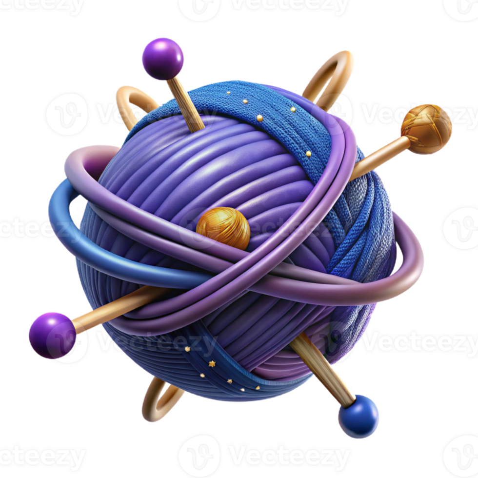 stunning modern 3D Yarn Ball Abstract Illustration high resolution png