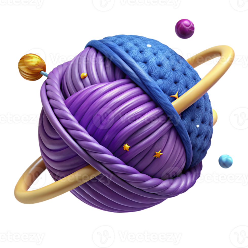 impressive abstract Cosmic Yarn Planet 3D Illustration genuine png