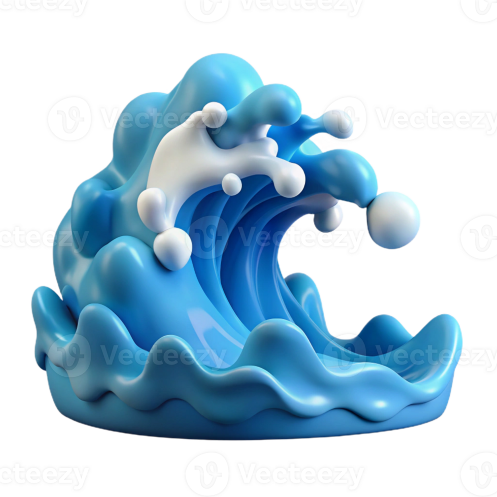 magnificent rustic 3D Cartoon Wave Illustration high resolution png