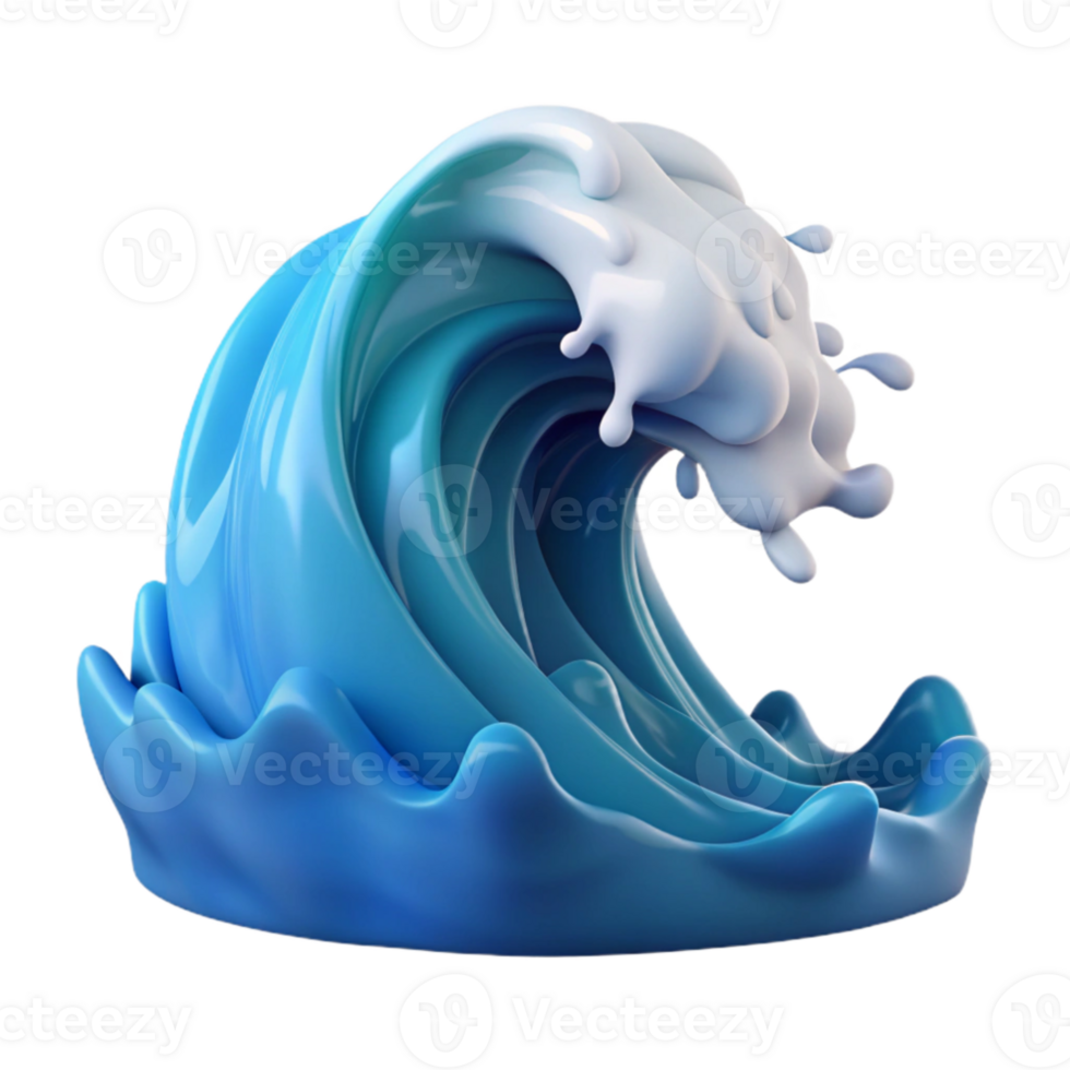 serene abstract 3D Render of a Blue Ocean Wave authentic png