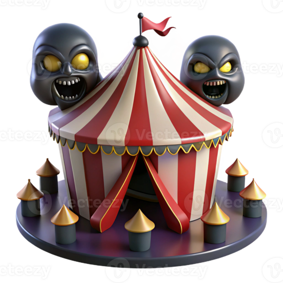 dramatic artistic Spooky Circus 3D Render premium png