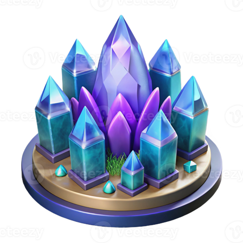 impressive modern Fantasy Crystal Realm 3D Render authentic png